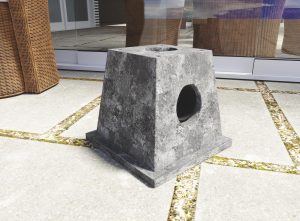 Betonfundament mit Regenwasserauffangsystem