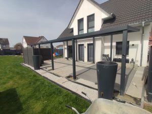 Alu Terrassendach 10 x 4 m individuell gekürzt