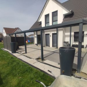 Alu Terrassendach 10 x 4 m individuell gekürzt