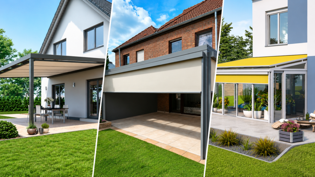 Modernes Terrassendach an einem Wohnhaus