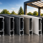 Mehrere Aluminiumprofile für ein Terrassendach nebeneinander